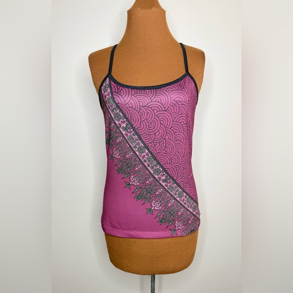 Athleta Bohemian Patterned Camisole Full Shelf Bra Racerback Size Small